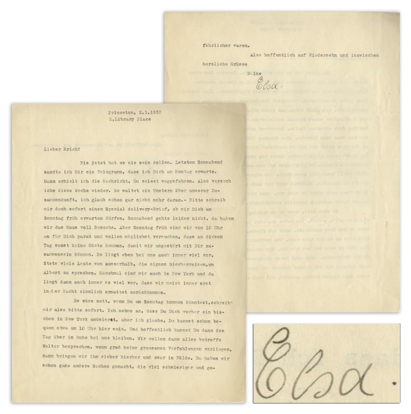 Elsa Einstein Letter Signed From 1933 Shortly Before Albert Einstein Decided to Leave Germany -- ''...we have already done a number of other things that were much more difficult and dangerous...''